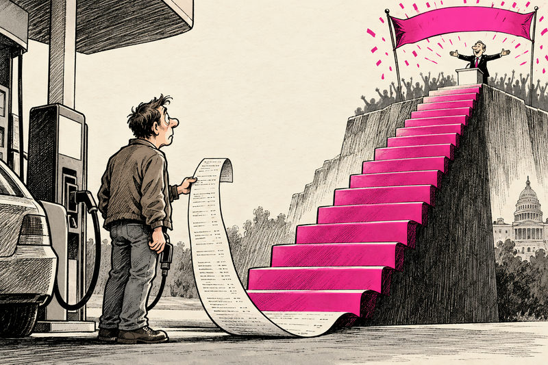 Satirical illustration accompanying “Inflation Is Not Impressed By Your Victory Speech”